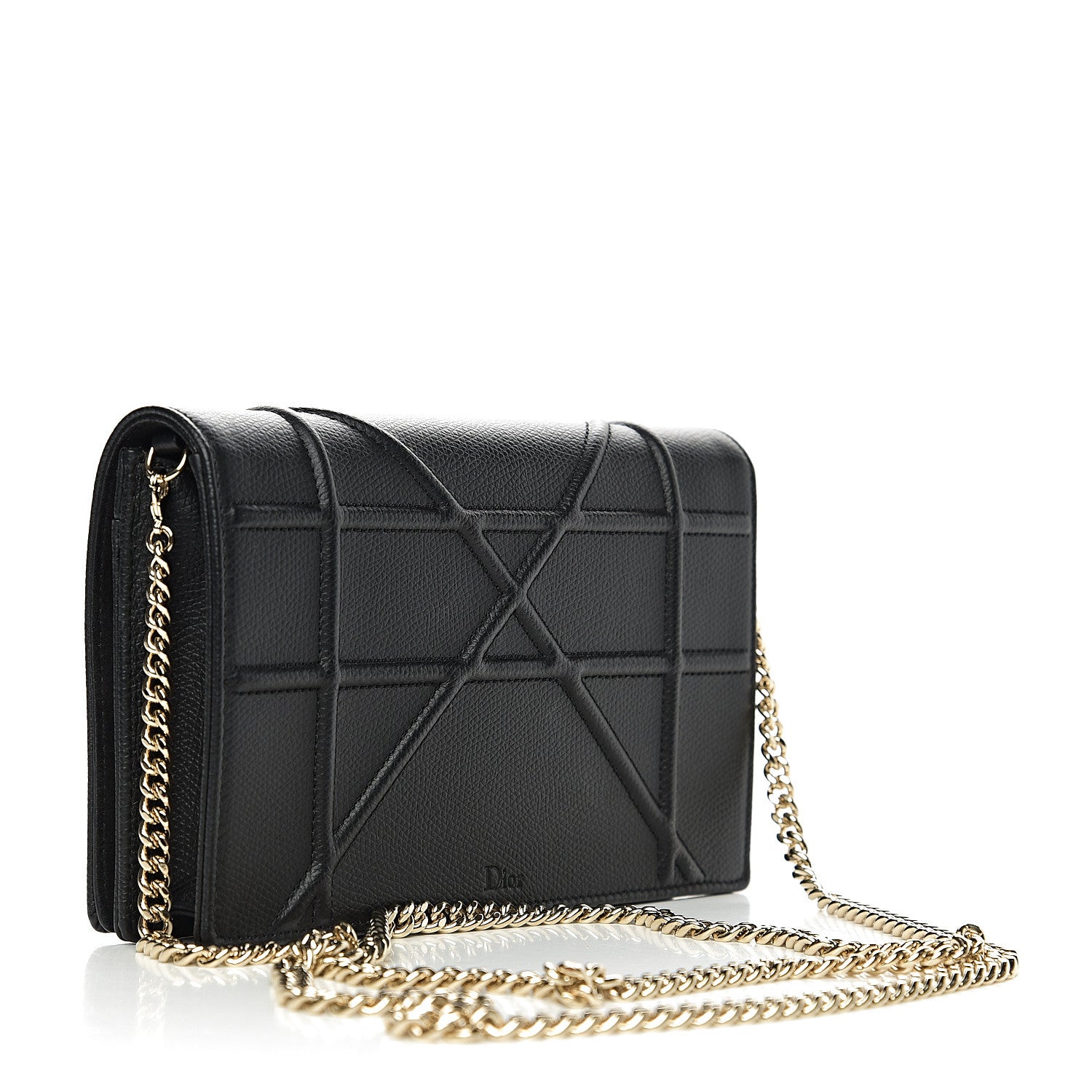 Christian Dior Grained Calfskin Diorama Wallet on Chain Pouch Black 2 of 8