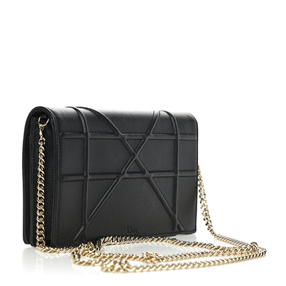Christian Dior Grained Calfskin Diorama Wallet on Chain Pouch Black 2 of 8