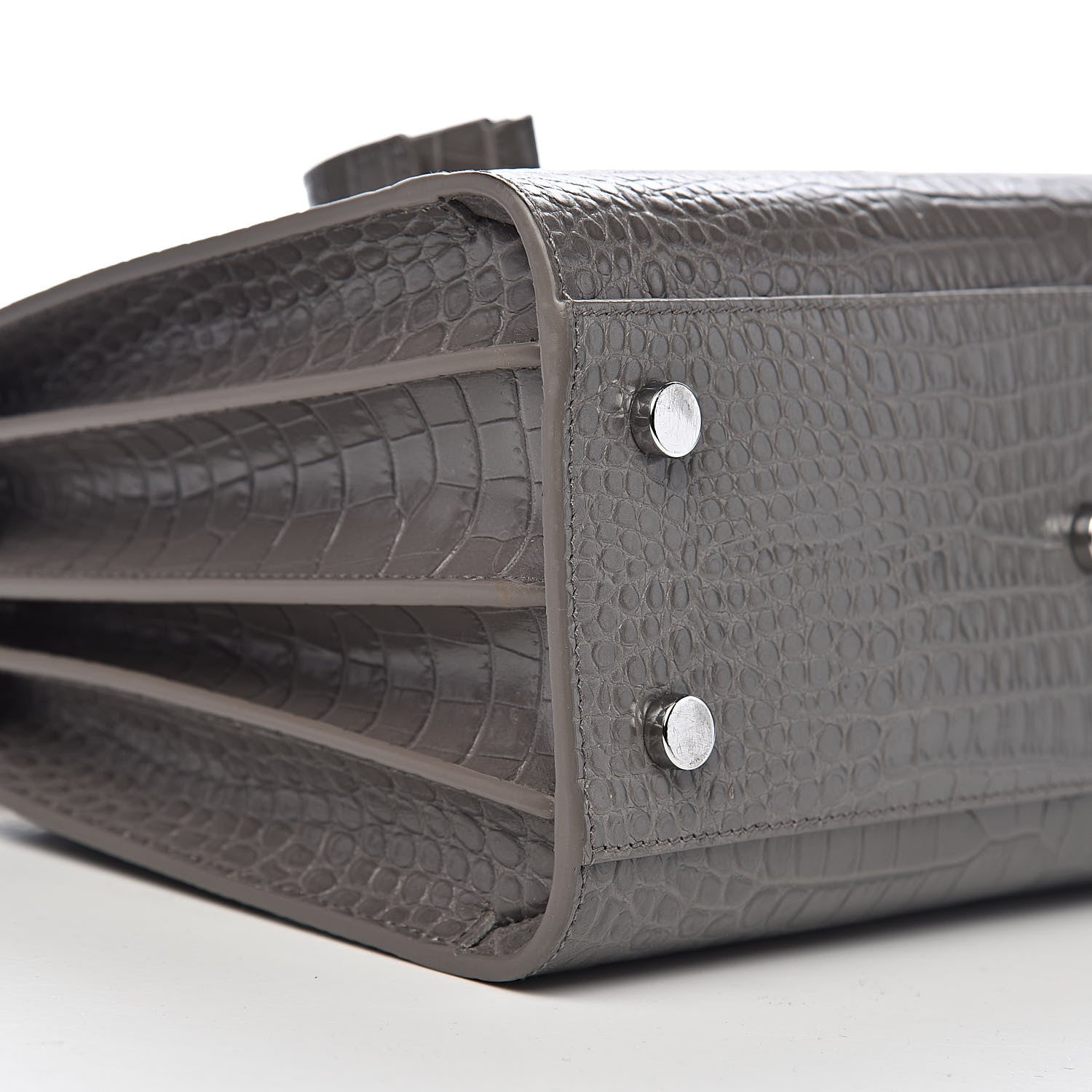 Saint Laurent Calfskin Crocodile Embossed Baby Sac De Jour Fog 7 of 9
