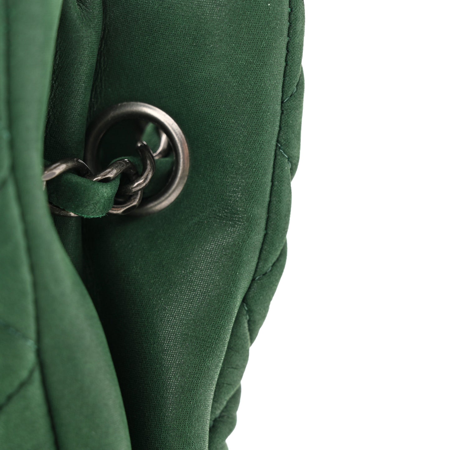 Iridescent Calfskin Quilted New Bubble Tote Vert Fonce