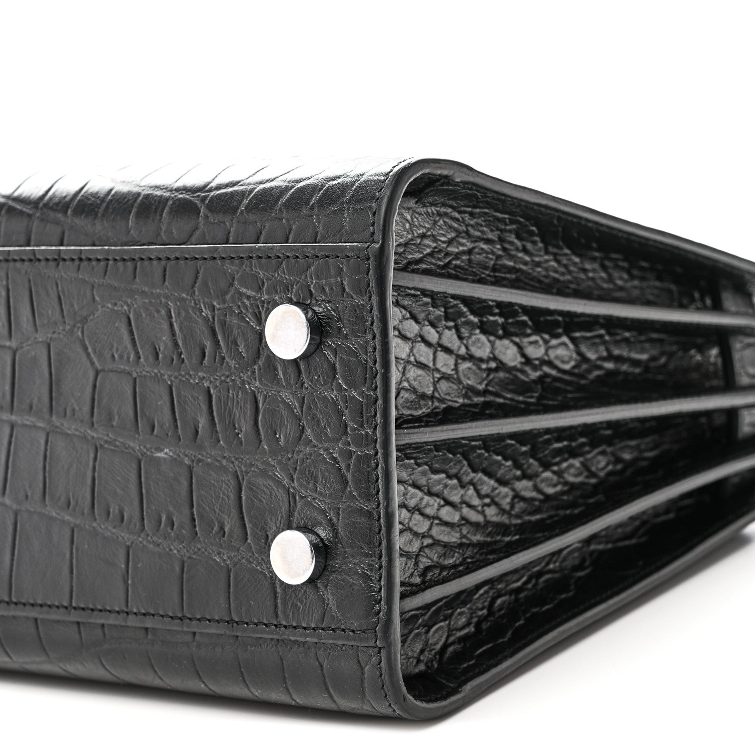 Saint Laurent Calfskin Crocodile Embossed Baby Sac De Jour Black 9 of 9