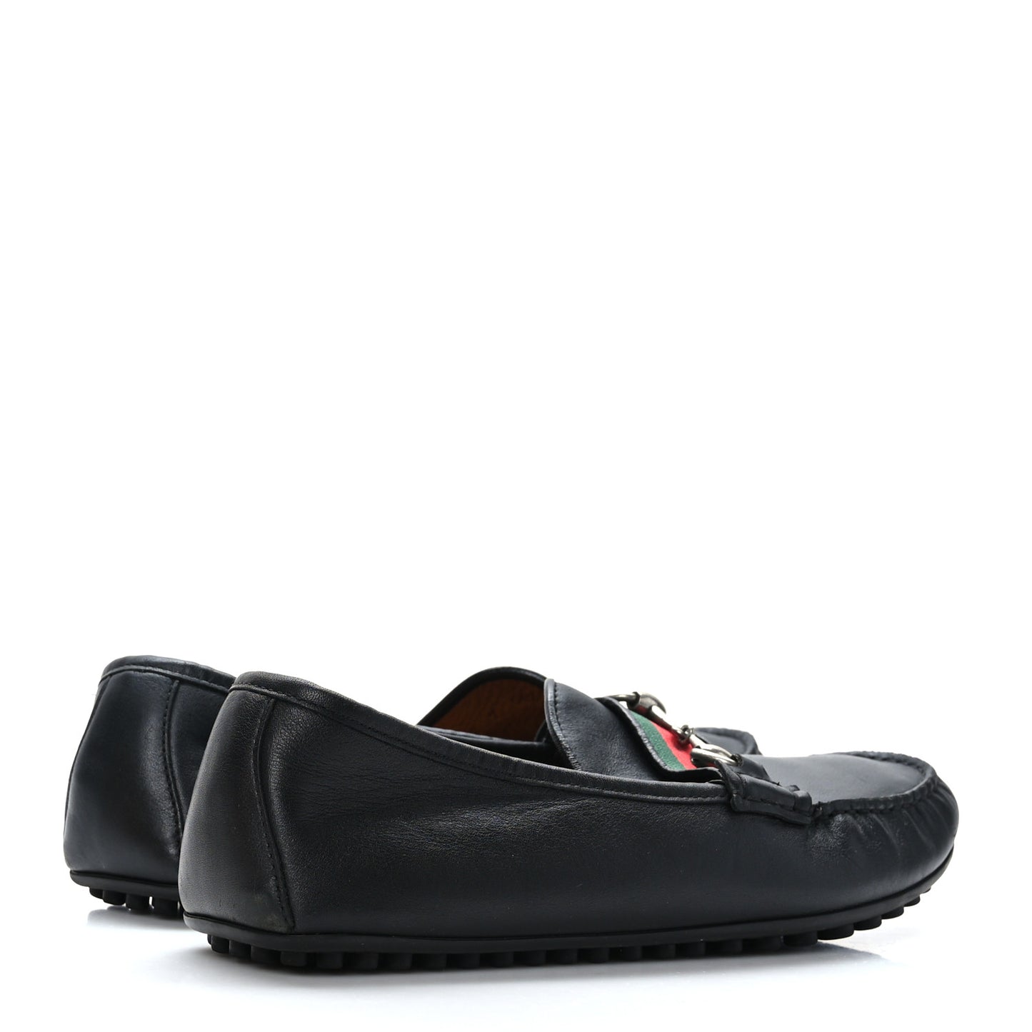 Miro Soft Calfskin Web Mens Horsebit Driver Loafers 7 Black