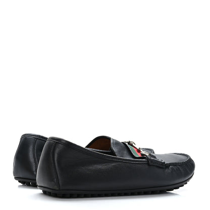 Gucci Miro Soft Calfskin Web Mens Horsebit Driver Loafers 7 Black 4 of 9