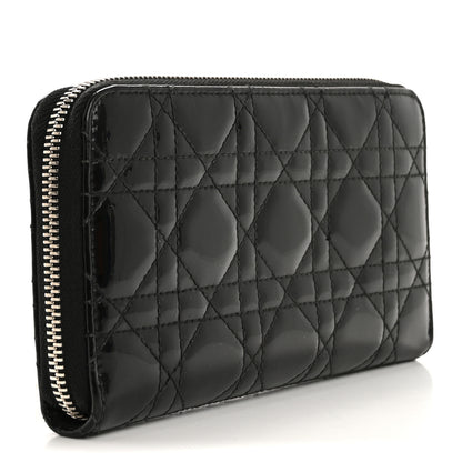 Christian Dior Patent Cannage Lady Dior Continental Zip Wallet Black 3 of 13