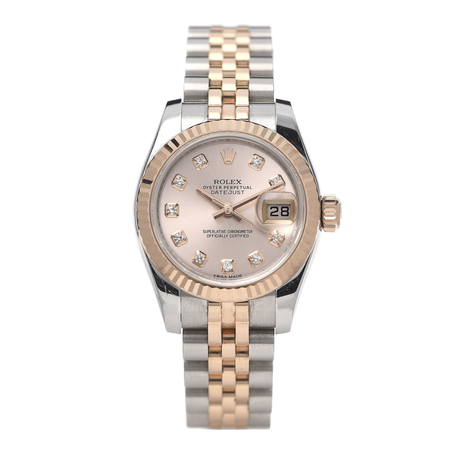 Rolex Stainless Steel 18K Everose Gold Diamond 26mm Oyster Perpetual Datejust Watch Pink 179171 1 of 7