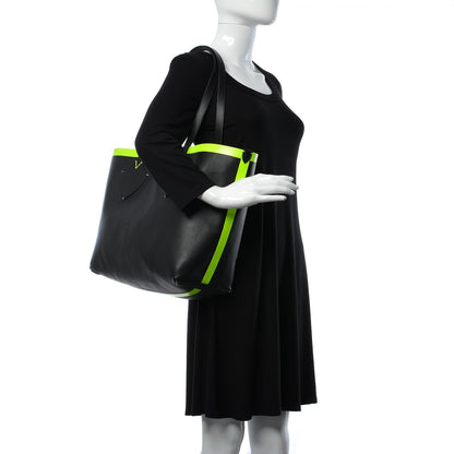 Burberry Canvas Mega Check The Giant Reversible Tote Black Neon Yellow 2 of 10