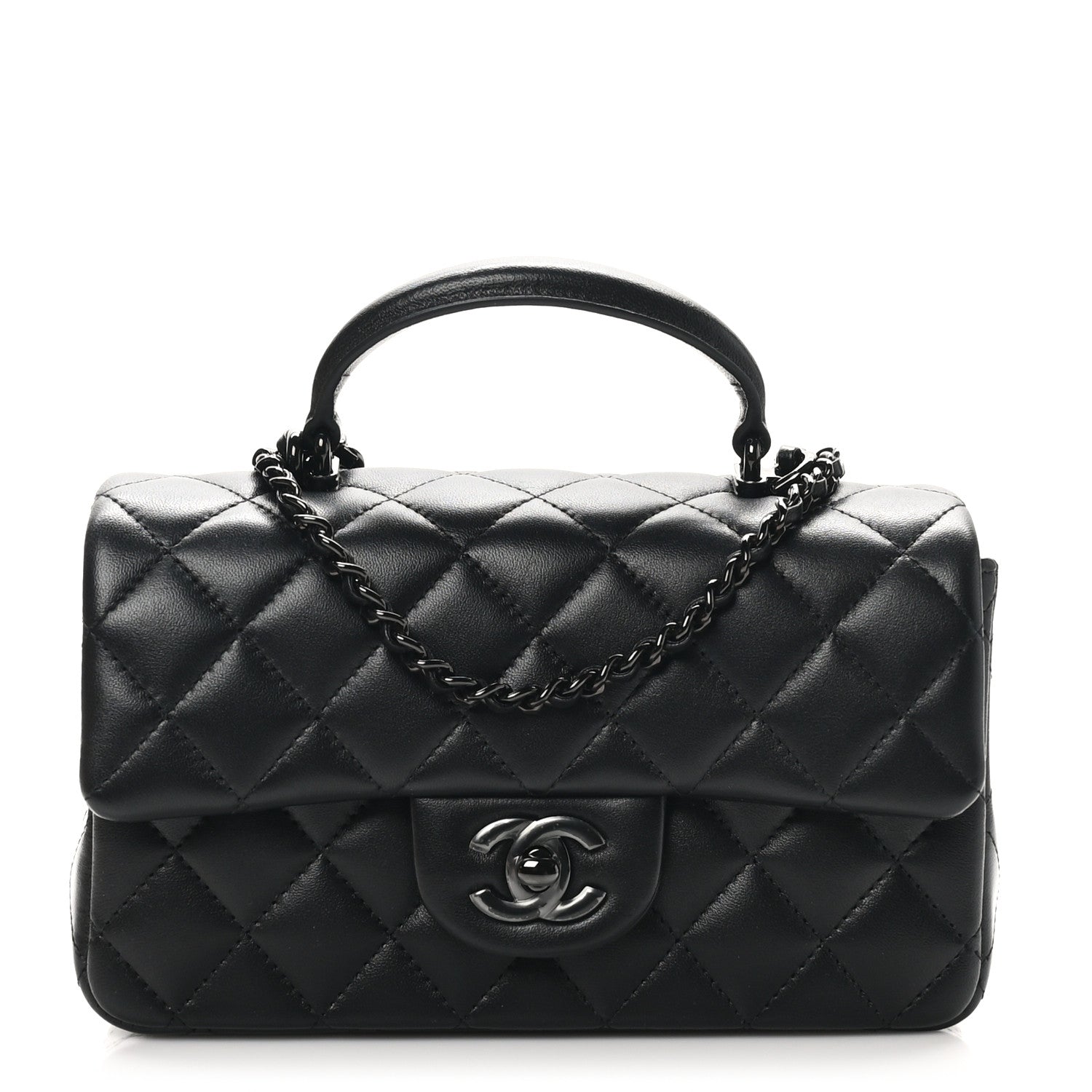 Chanel Lambskin Quilted Mini Top Handle Rectangular Flap So Black 1 of 11