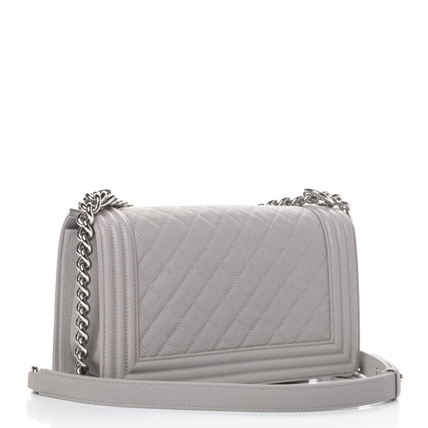Caviar Quilted Medium Boy Flap Light Grey