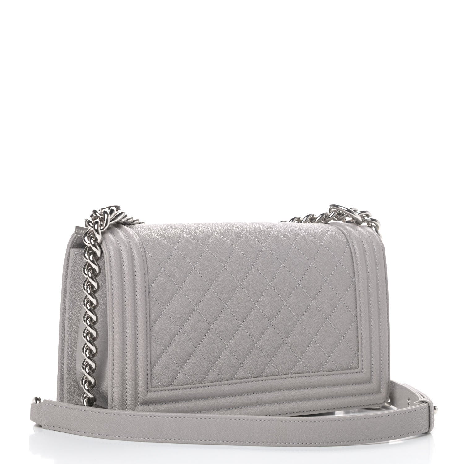 Chanel Caviar Quilted Medium Boy Flap Light Grey 2 of 3