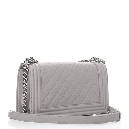 Chanel Caviar Quilted Medium Boy Flap Light Grey 2 of 3