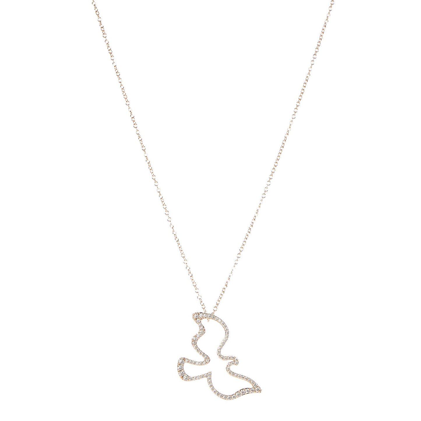 18K Rose Gold Diamond Paloma's Dove Pendant Necklace