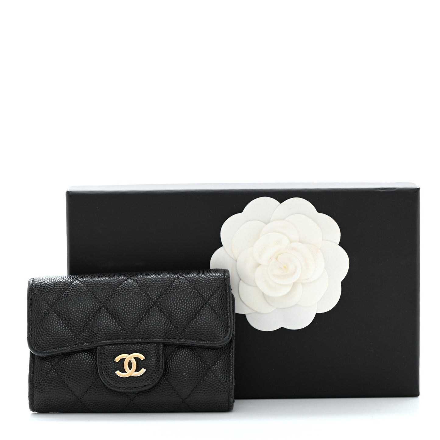 Caviar Quilted Classic 4 Key Holder Wallet Black