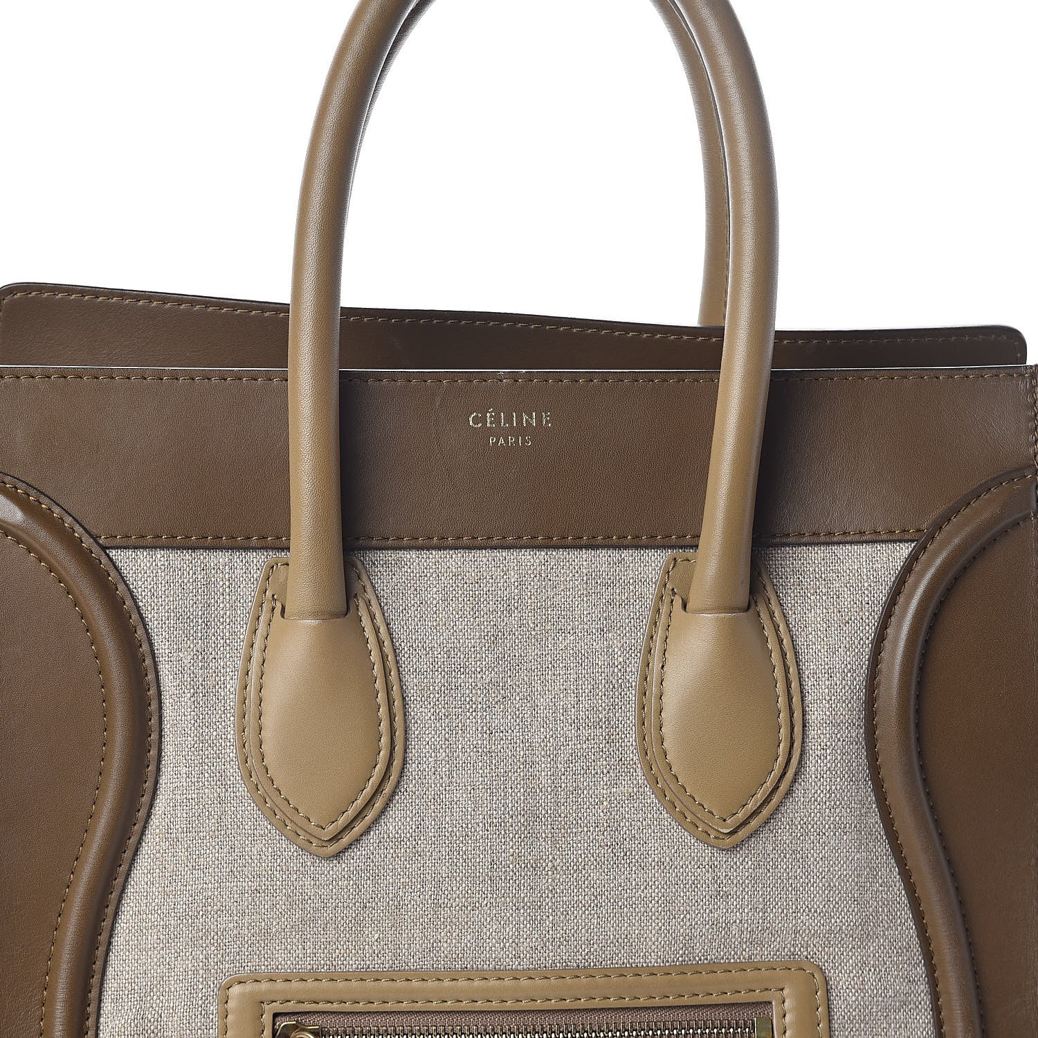 Celine Natural Canvas Smooth Calfskin Mini Luggage Brown 7 of 9