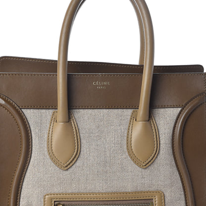 Celine Natural Canvas Smooth Calfskin Mini Luggage Brown 7 of 9