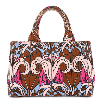 Prada Canvas Canapa Small Floral Tote Multicolor 1 of 11