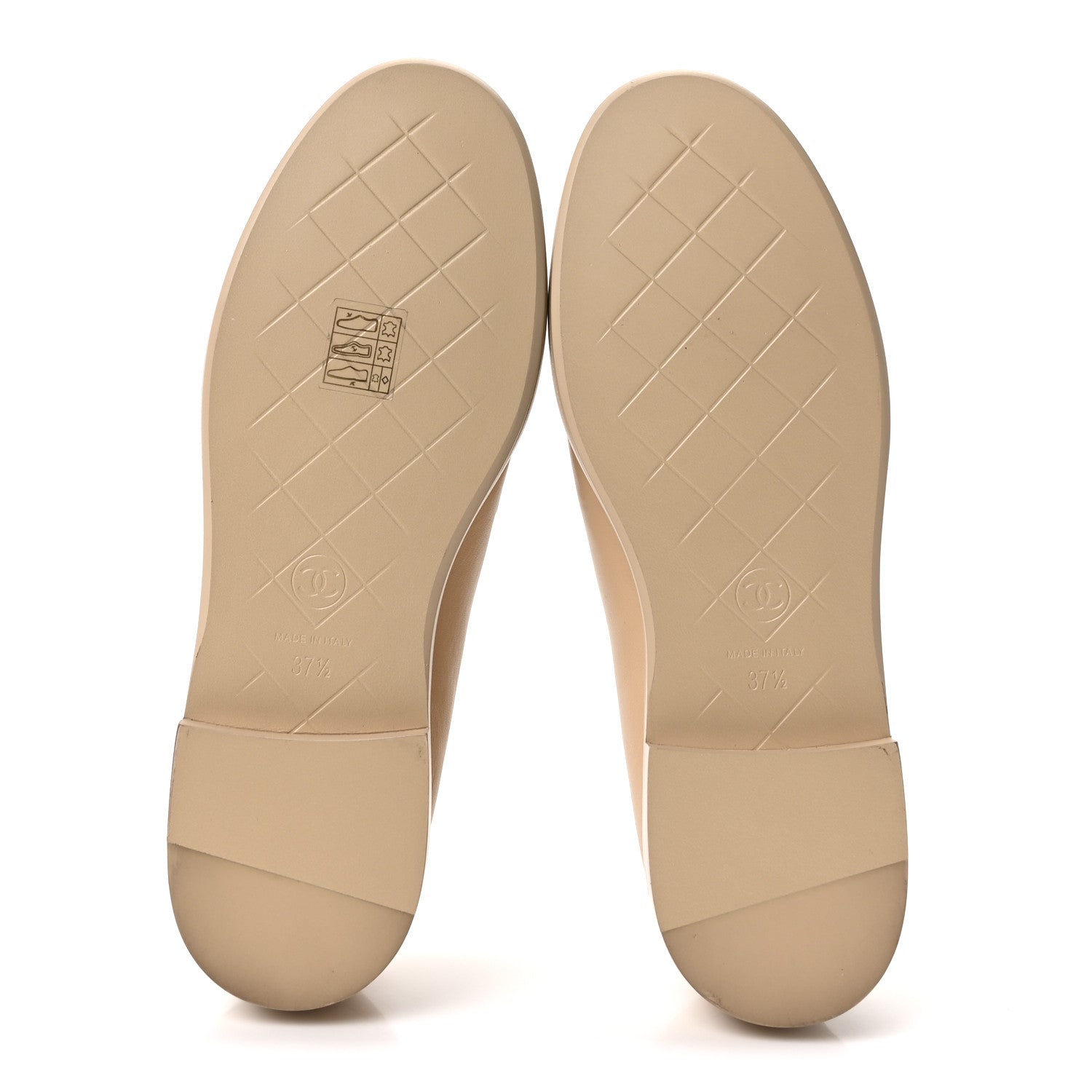 Chanel Lambskin Quilted CC Turnlock Loafers 37.5 Beige 6 of 10