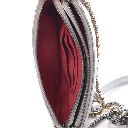 Chanel Metallic Lambskin Calfskin Quilted Small Gabrielle Clutch With Chain Silver 6 of 13