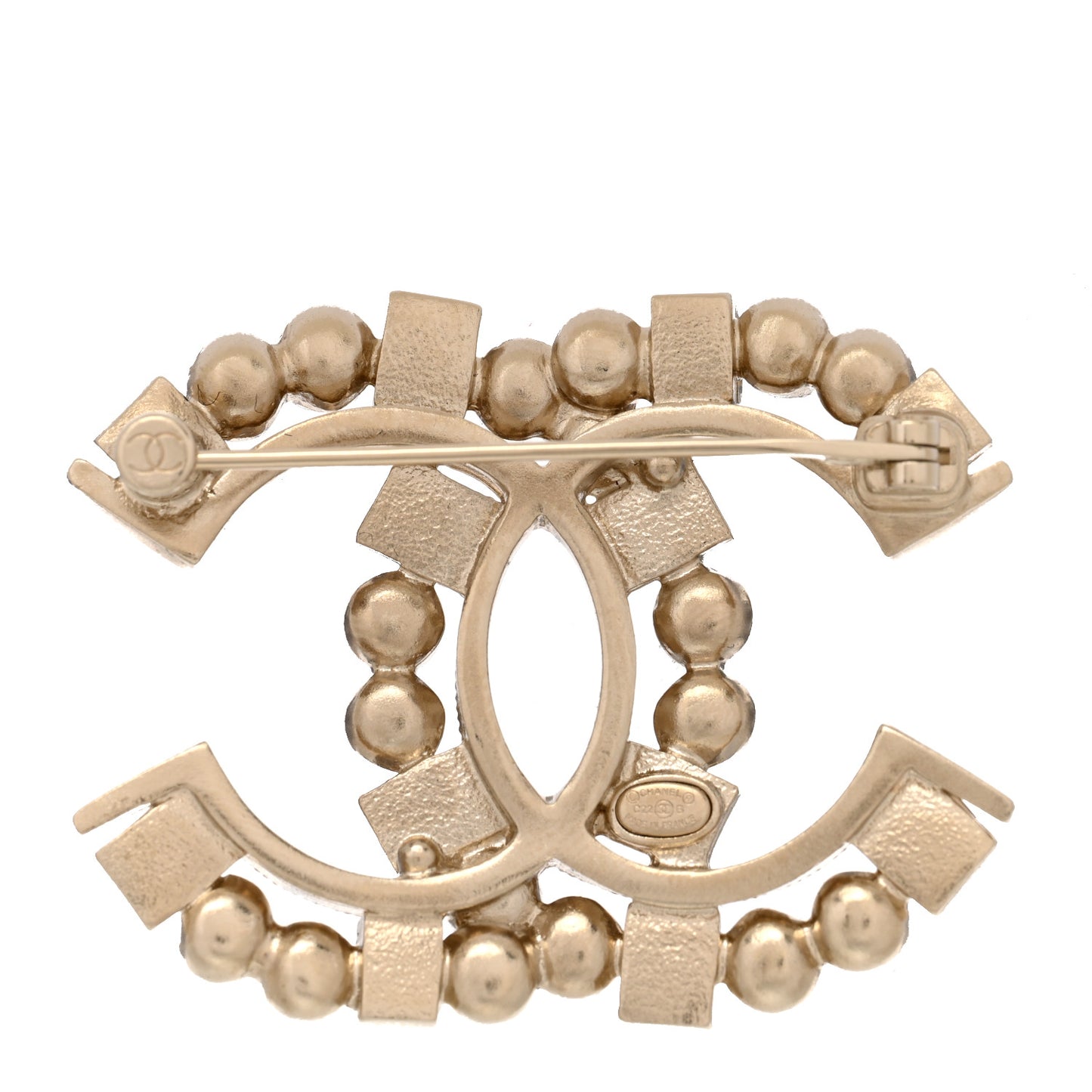 Baguette Crystal CC Brooch Gold