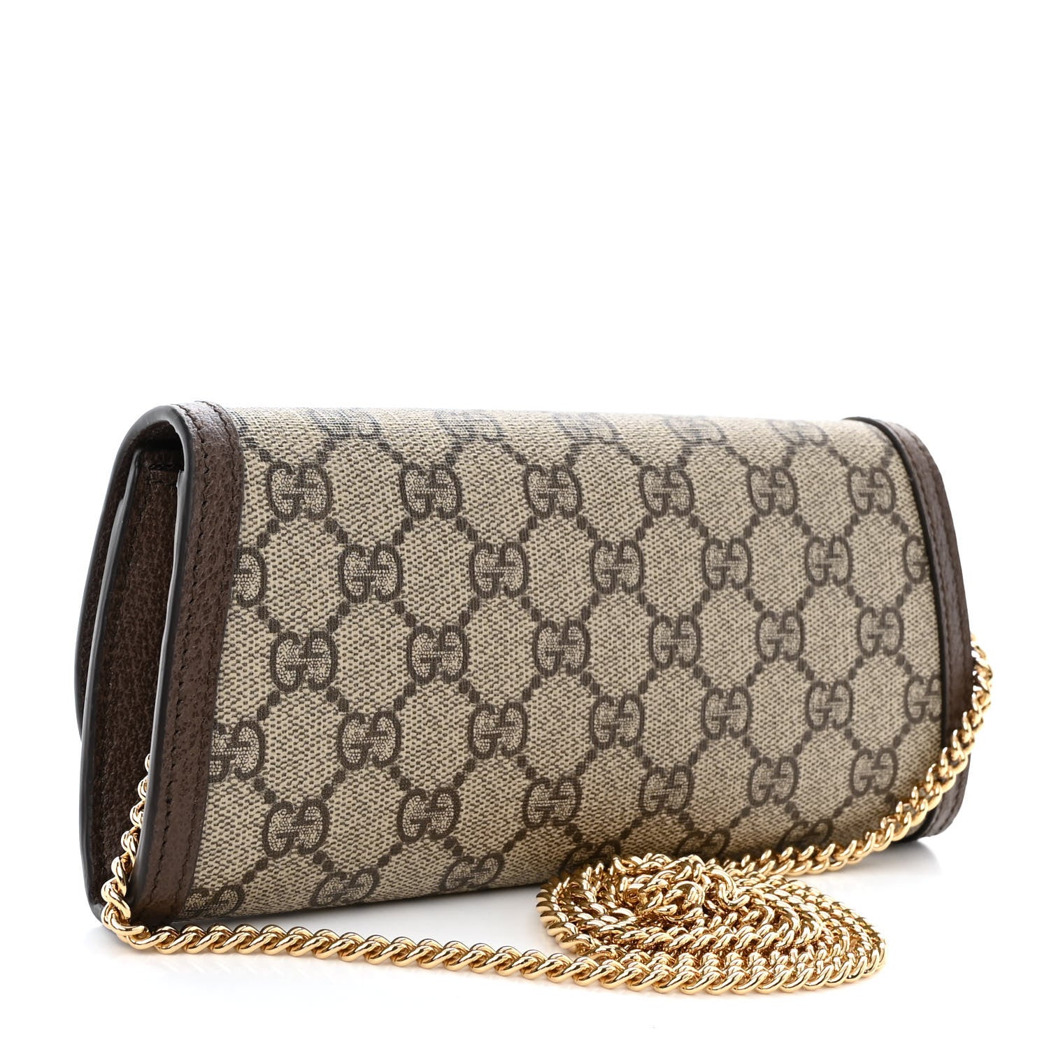 Gucci GG Supreme Monogram Textured Dollar Calfskin Blondie Continental Chain Wallet Beige Ebony New Acero 3 of 11