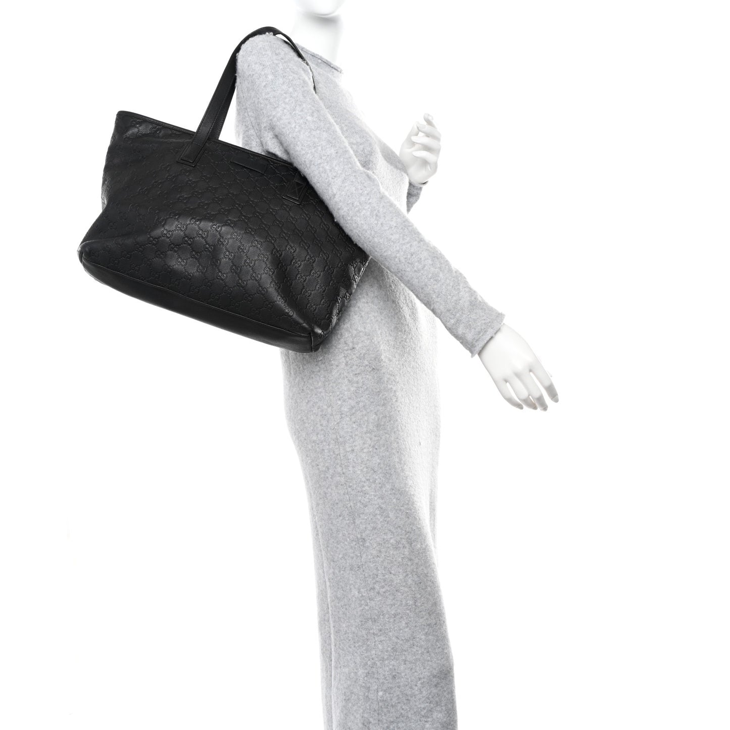 Guccissima Medium Zippered Shopping Tote Black