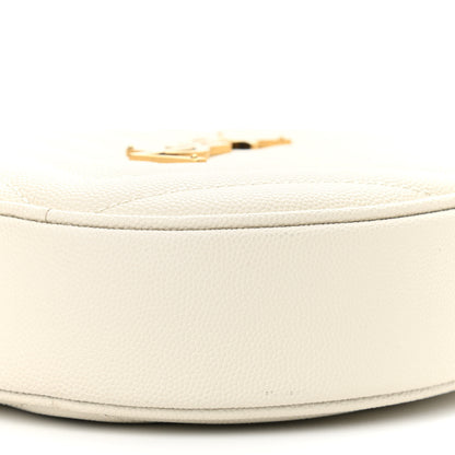 Saint Laurent Grain De Poudre Matelasse Chevron Quilted Round Vinyle Camera Bag Crema Soft 10 of 10