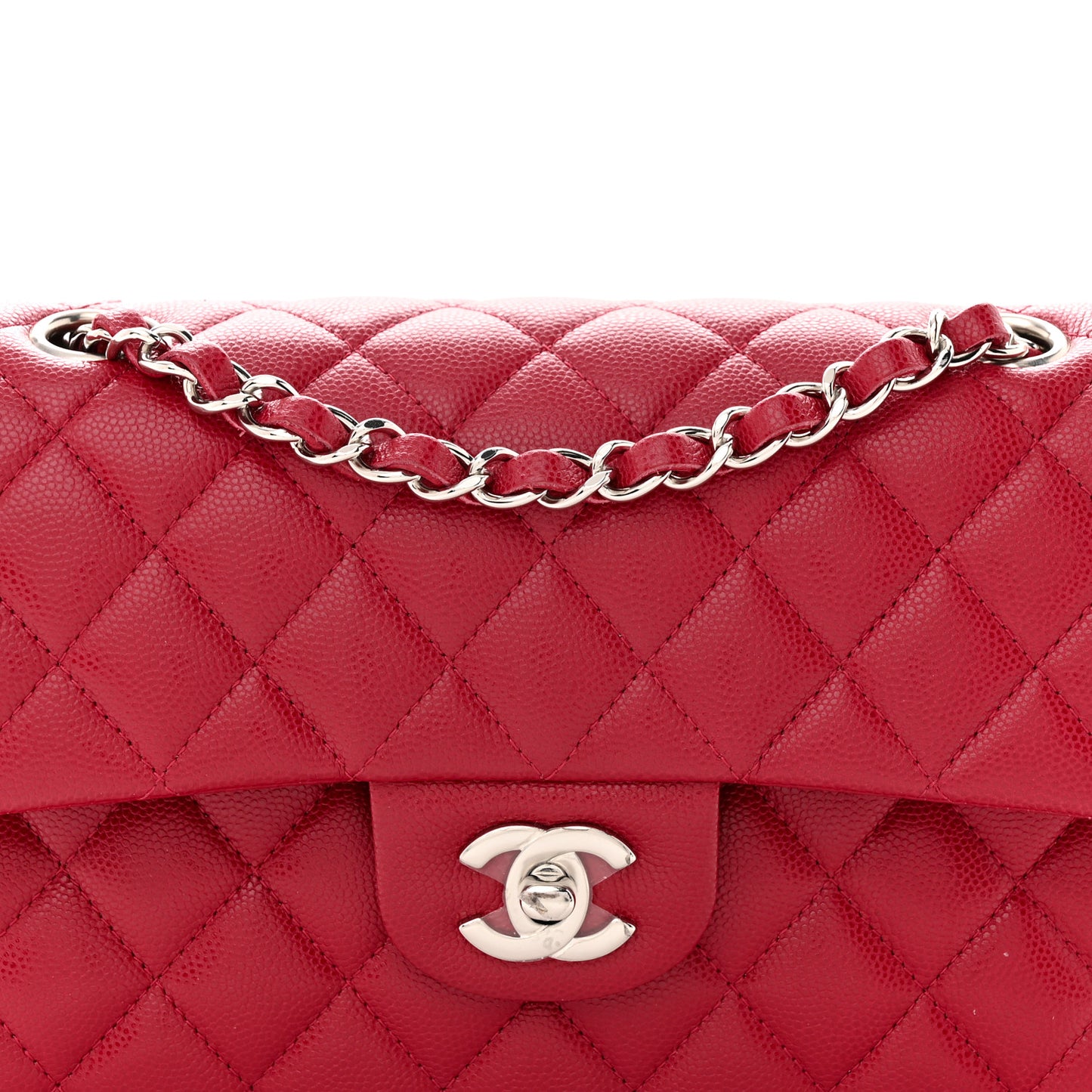 Caviar Quilted Small Double Flap Dark Pink