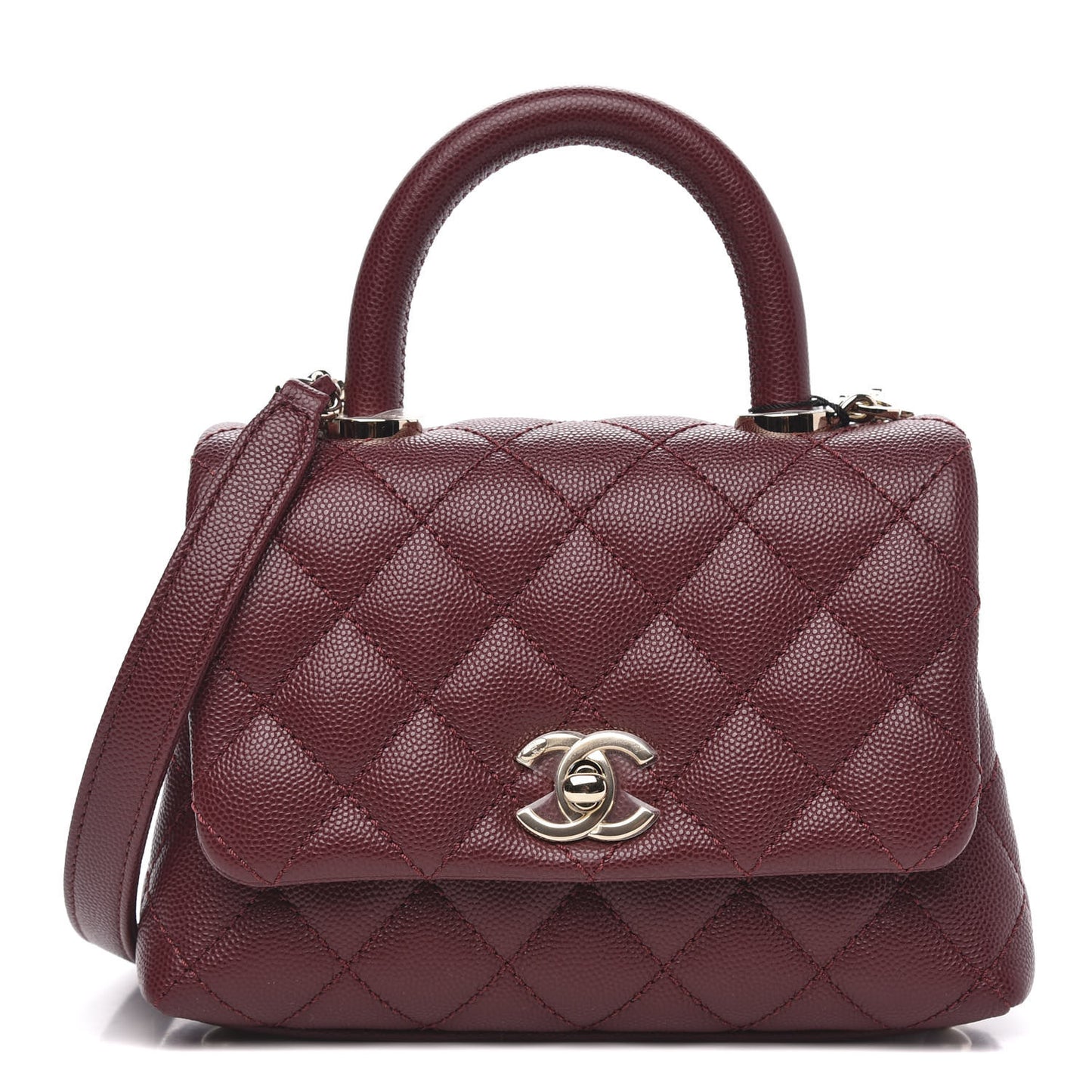 Caviar Quilted Extra Mini Coco Handle Flap Burgundy