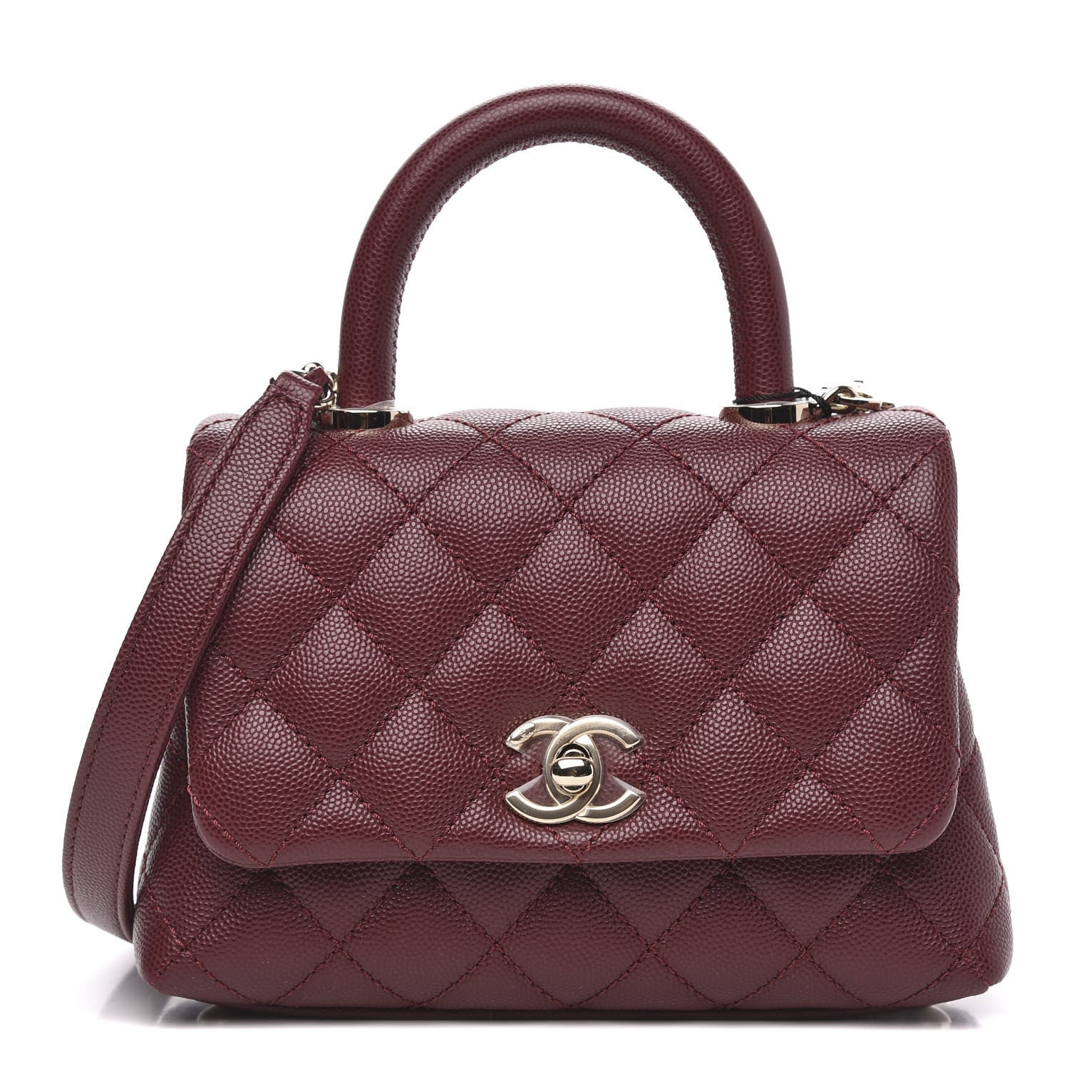 Chanel Caviar Quilted Extra Mini Coco Handle Flap Burgundy 1 of 10
