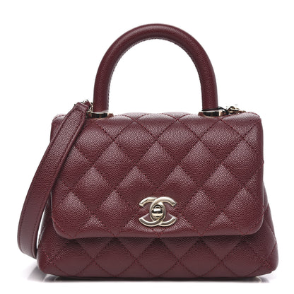Chanel Caviar Quilted Extra Mini Coco Handle Flap Burgundy 1 of 10