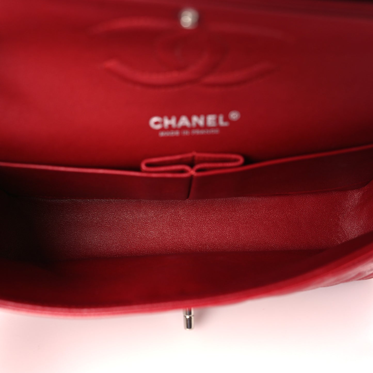 Caviar Quilted Medium Double Flap Red