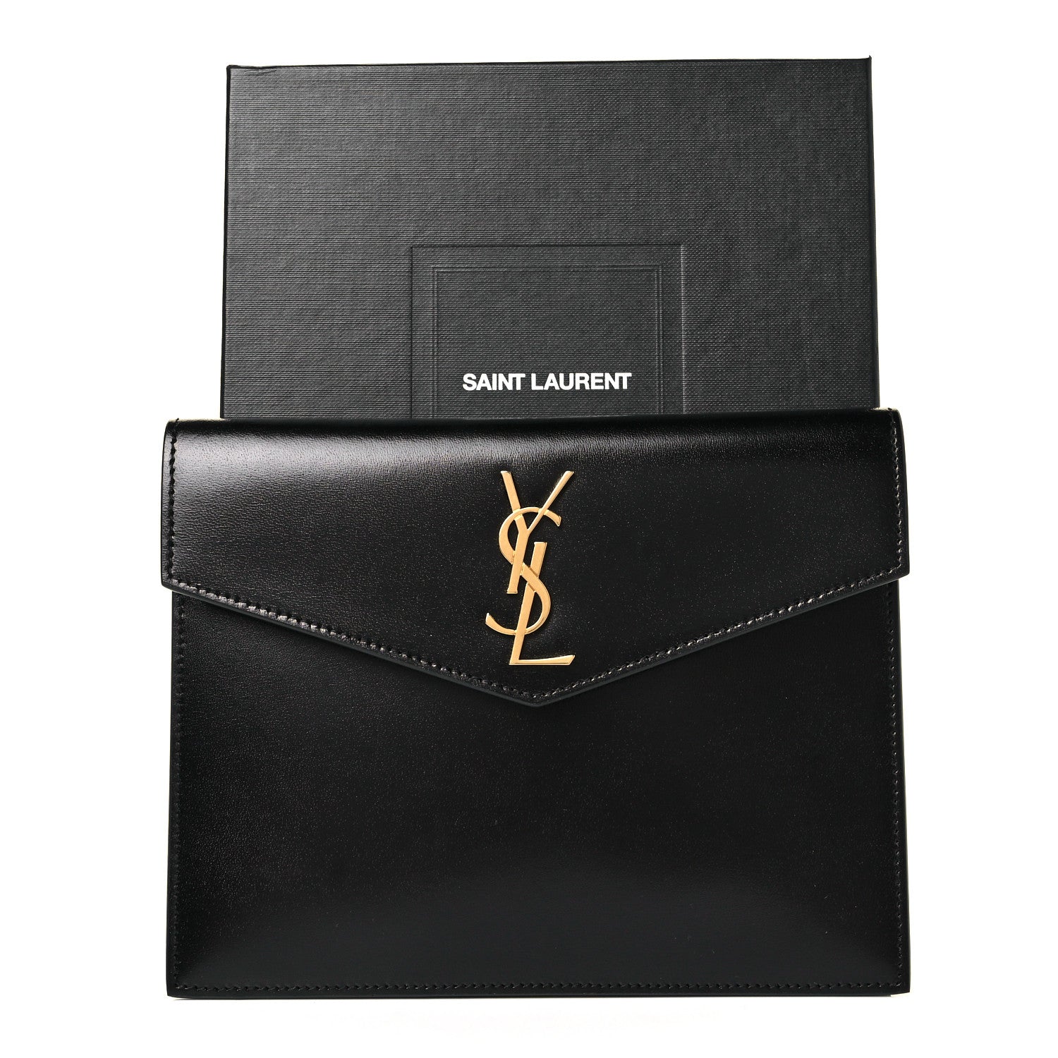 Saint Laurent Smooth Shiny Calfskin Monogram Uptown Baby Pouch Black 10 of 10