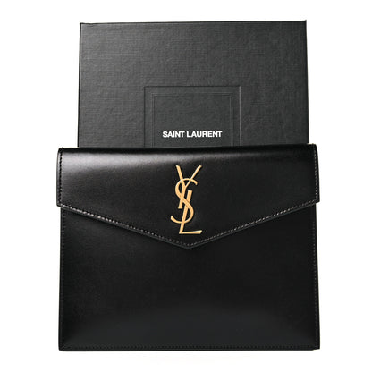 Saint Laurent Smooth Shiny Calfskin Monogram Uptown Baby Pouch Black 10 of 10