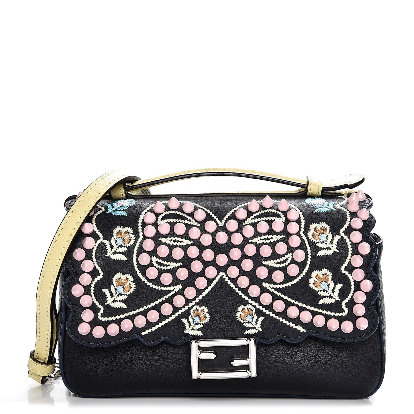 Vitello Dolce Flowers and Bows Bi-Color Scalloped Micro Double Baguette Blue Notte Fairy Green Multicolor