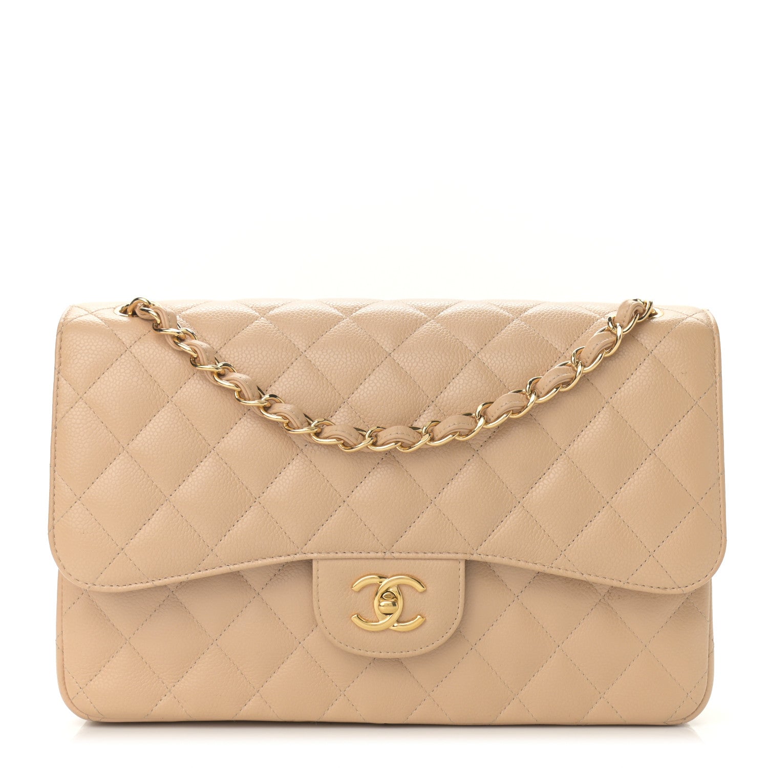 Chanel Caviar Quilted Jumbo Double Flap Beige 1 of 13