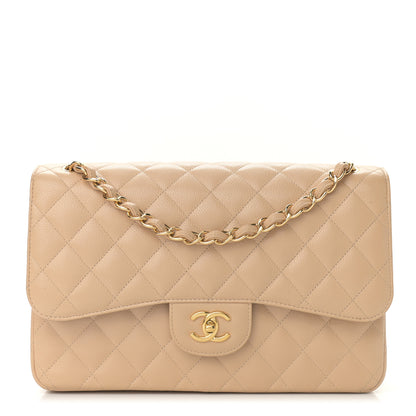 Chanel Caviar Quilted Jumbo Double Flap Beige 1 of 13