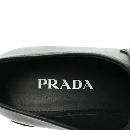 Prada Spazzolato Metal Triangle Logo Double Chocolate Loafers 39 Black 8 of 9