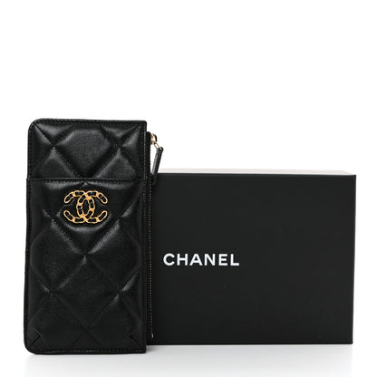 Chanel Goatskin Quilted Chanel 19 Flat Wallet Pouch Black 8 of 8