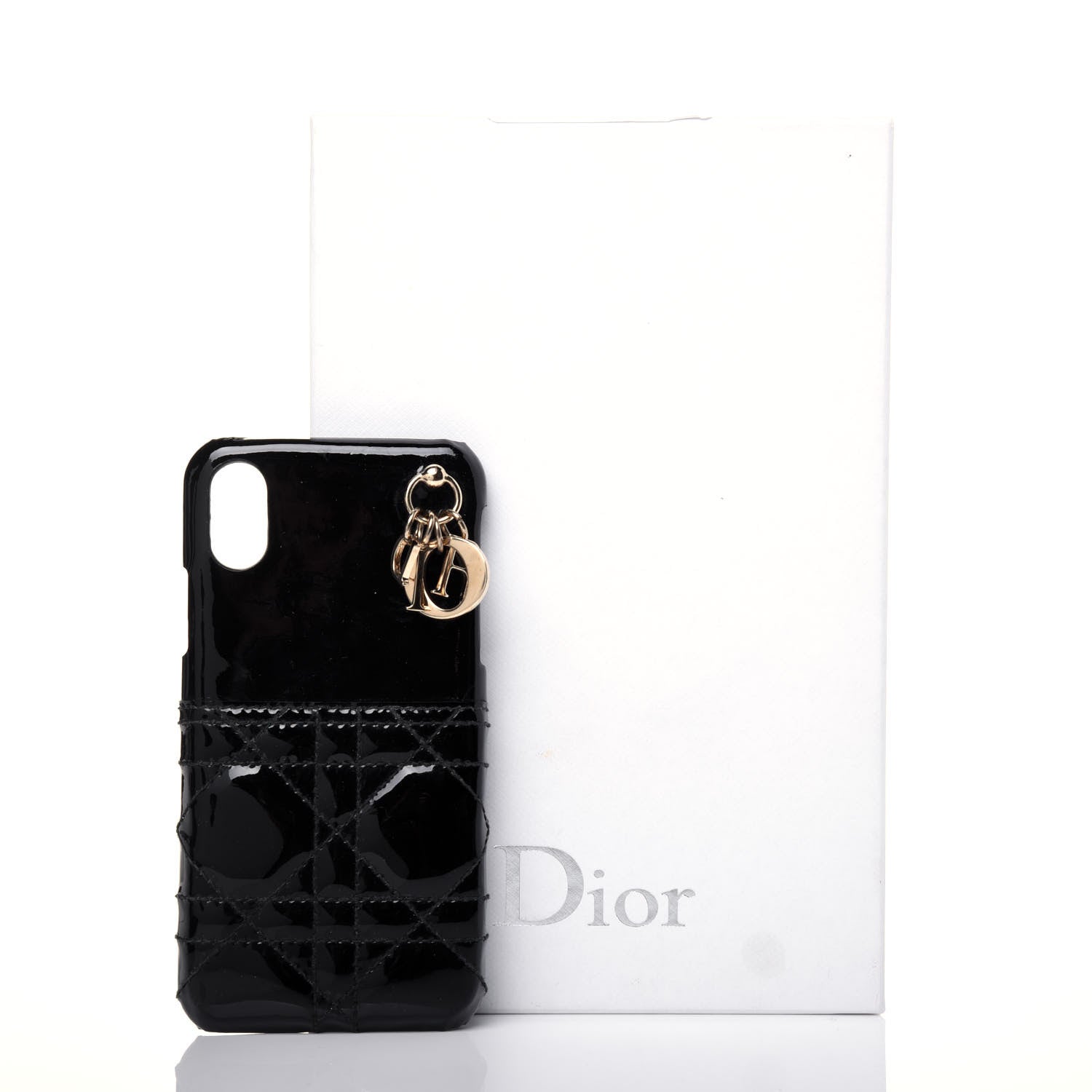 Christian Dior Patent Tech Calfskin Cannage Lady Dior Tech iPhone X XS Case Black 12 of 12