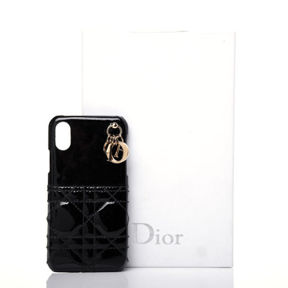 Christian Dior Patent Tech Calfskin Cannage Lady Dior Tech iPhone X XS Case Black 12 of 12