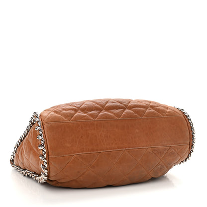 Chanel Washed Lambskin Chain Around Hobo Beige 3 of 12