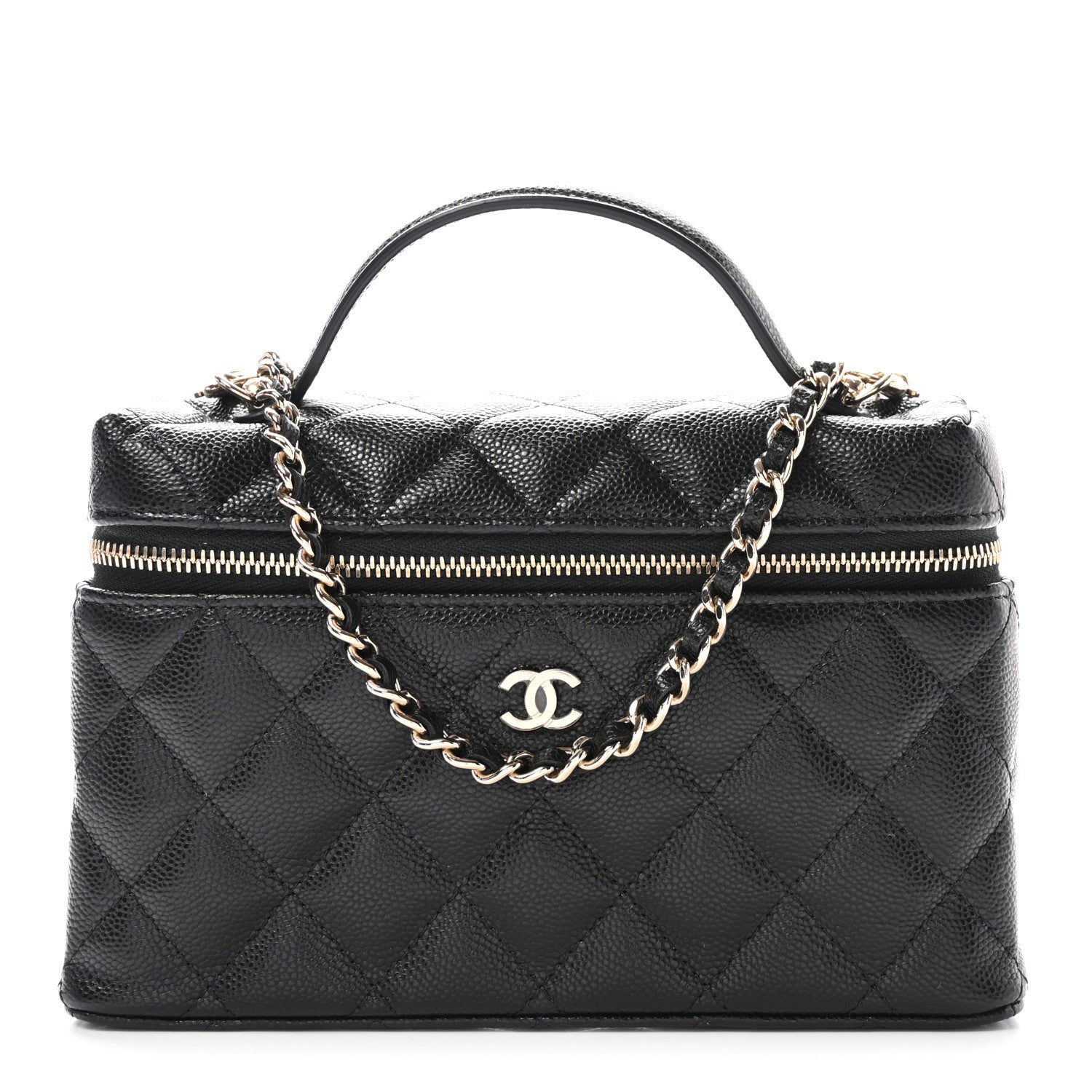 Chanel Caviar Quilted Top Handle Slim Vanity With Chain Black 1 of 11