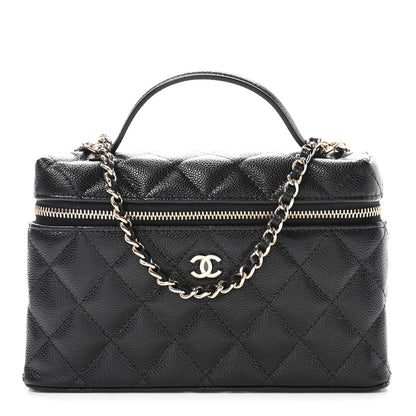 Chanel Caviar Quilted Top Handle Slim Vanity With Chain Black 1 of 11