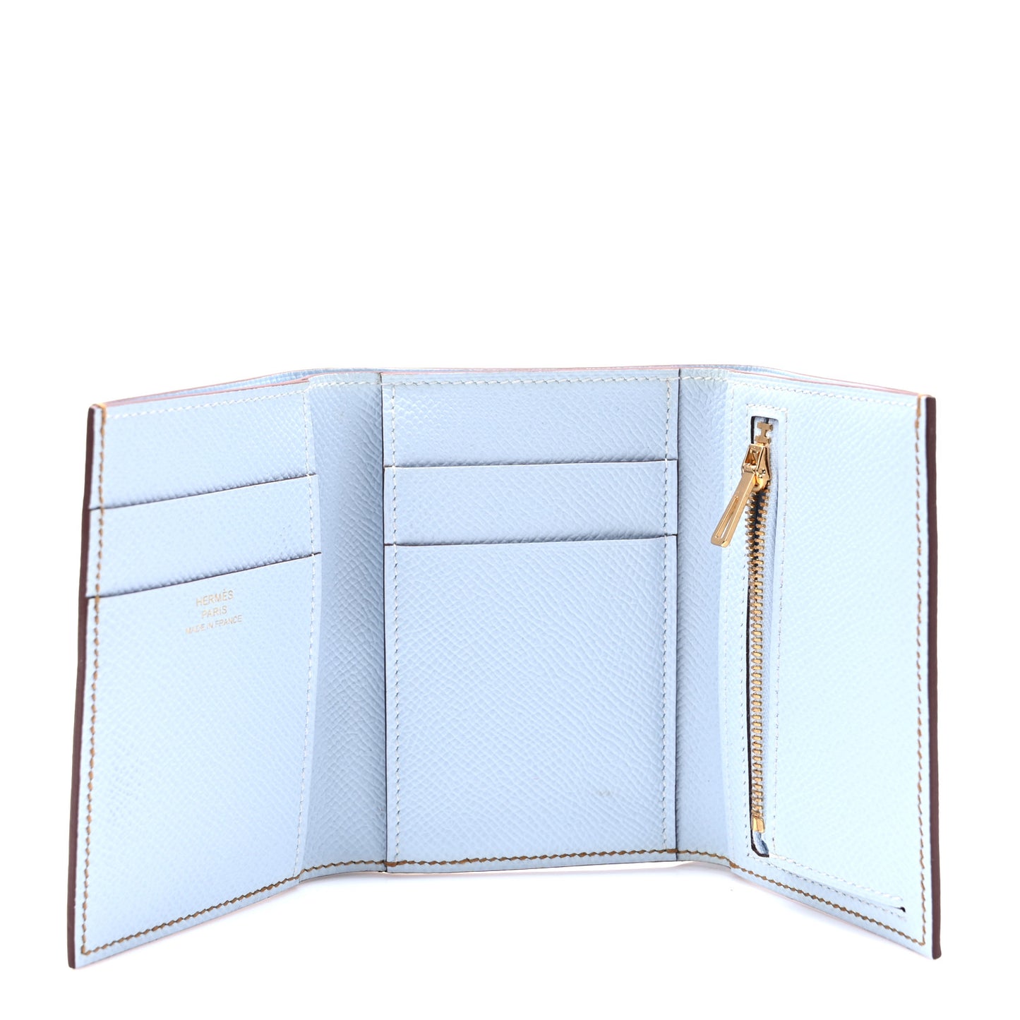 Epsom Verso Tri-Fold Bearn Compact Wallet Sesame Bleu Brume
