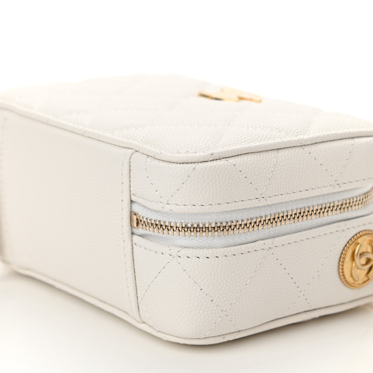 Chanel Caviar Quilted Twist Your Buttons Clutch With Chain White 10 of 11