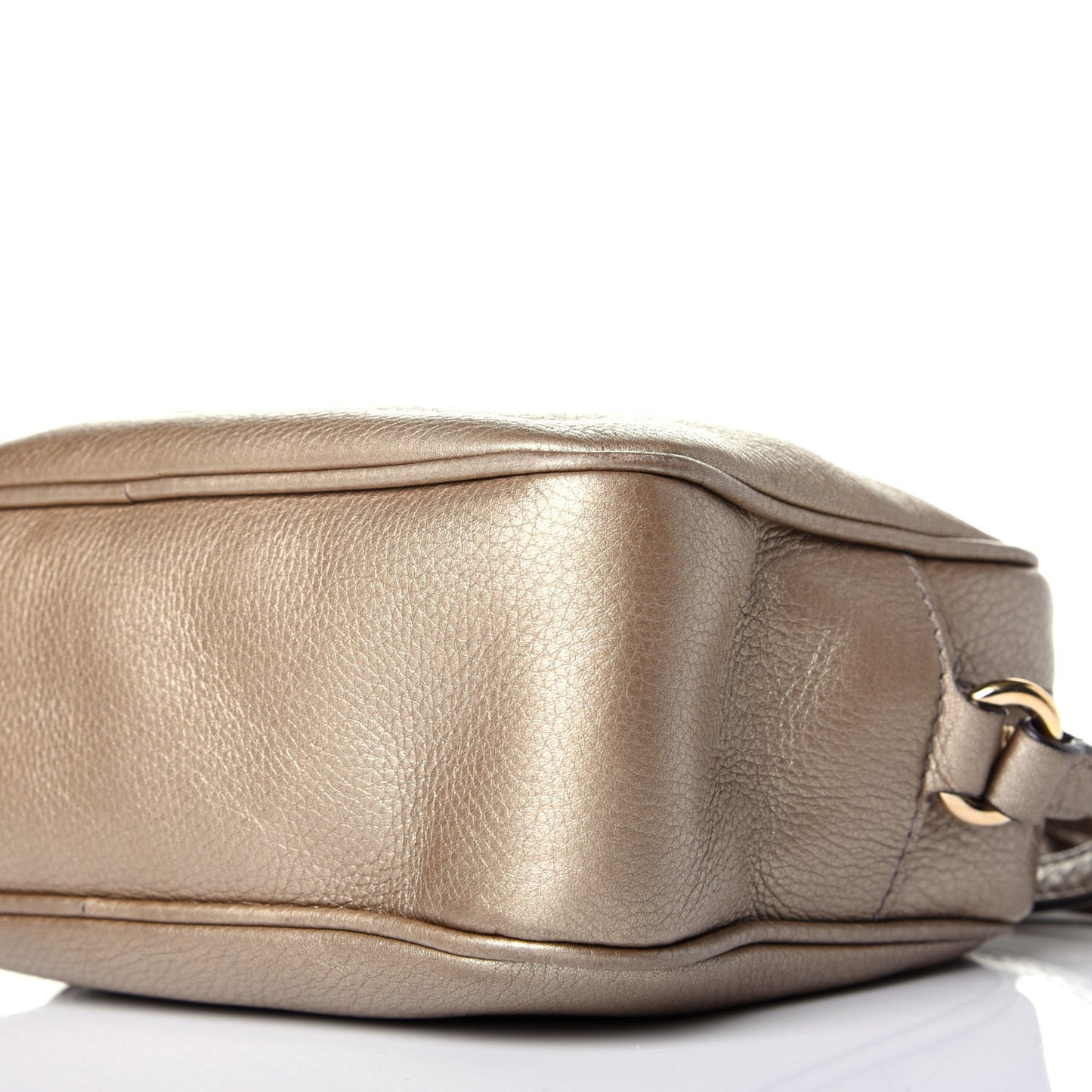 Metallic Pebbled Calfskin Small Soho Disco Bag Golden Beige