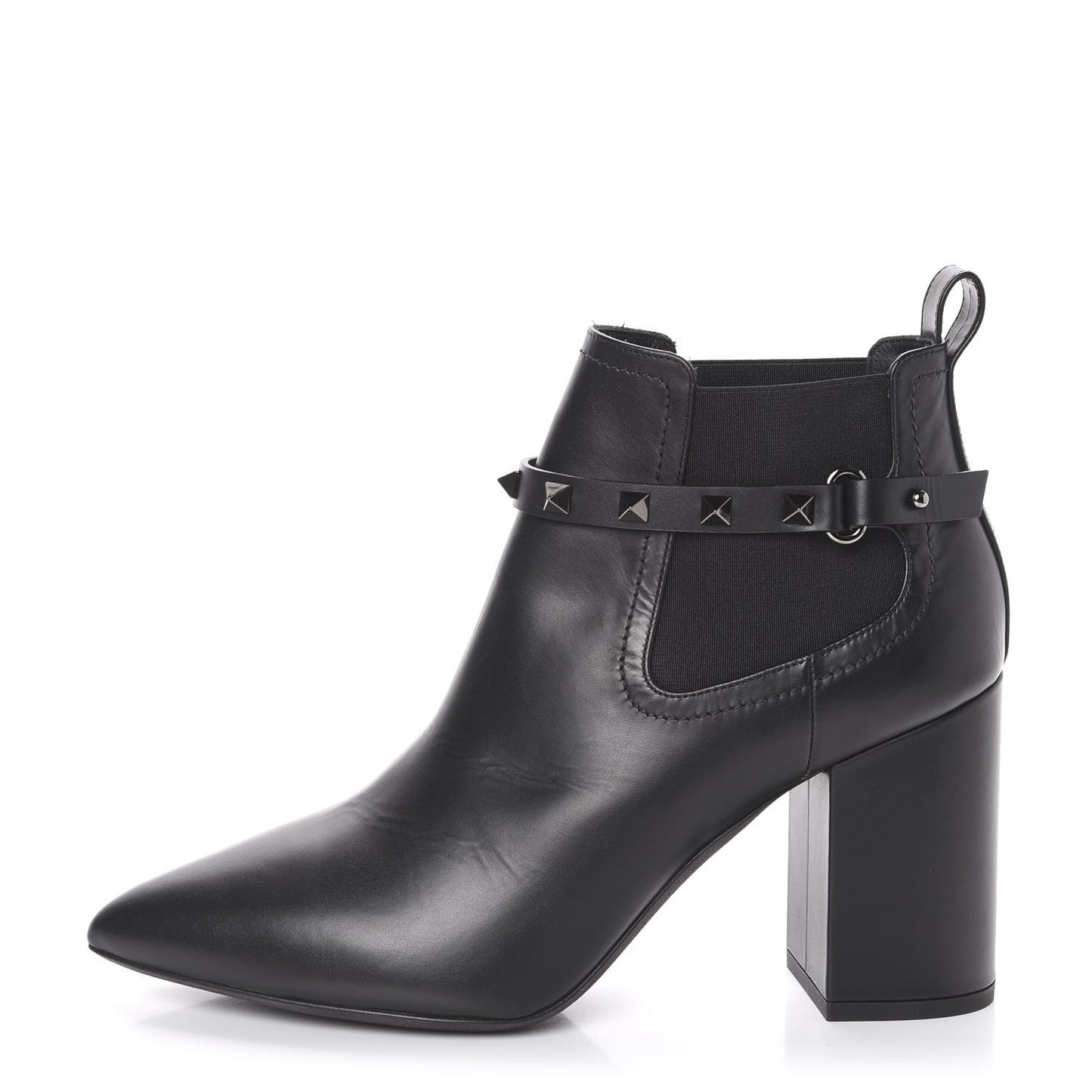 Calfskin Rockstud Chelsea 85mm Ankle Boots 39.5 Black