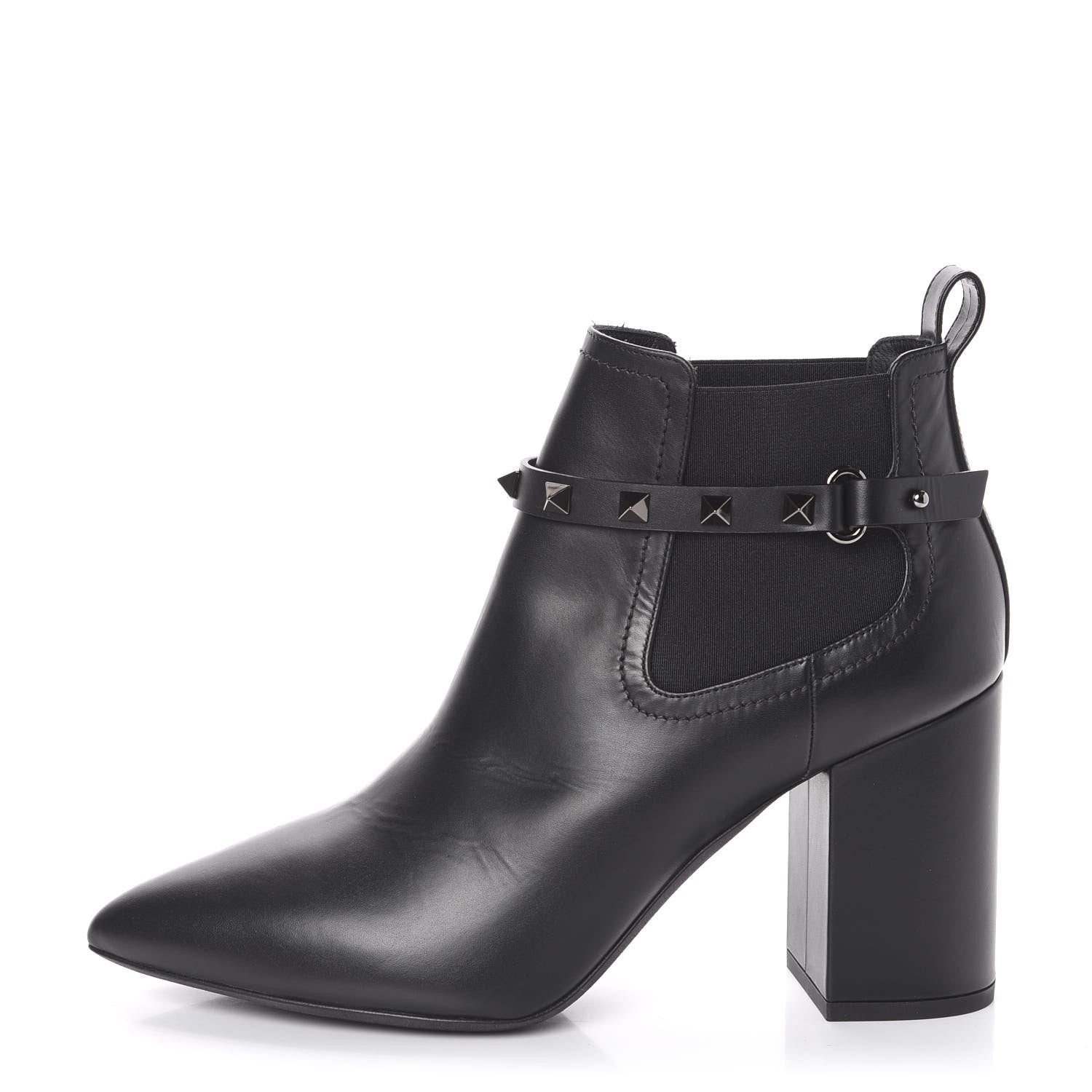 Valentino Garavani Calfskin Rockstud Chelsea 85mm Ankle Boots 39.5 Black 1 of 10