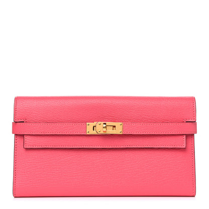 Hermes Chevre Mysore Kelly Longue Wallet Rose Lipstick 1 of 11