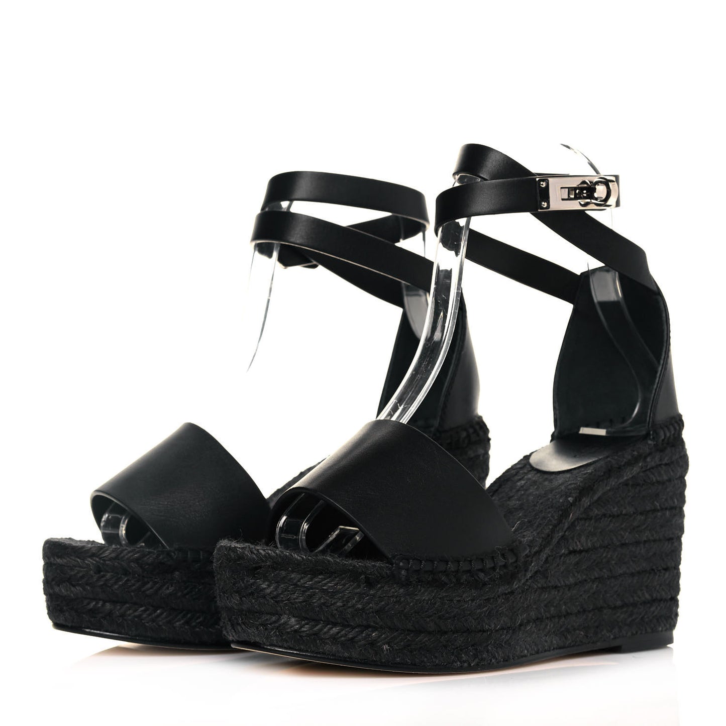 Calfskin Tipoli Espadrille Wedges 35 Black
