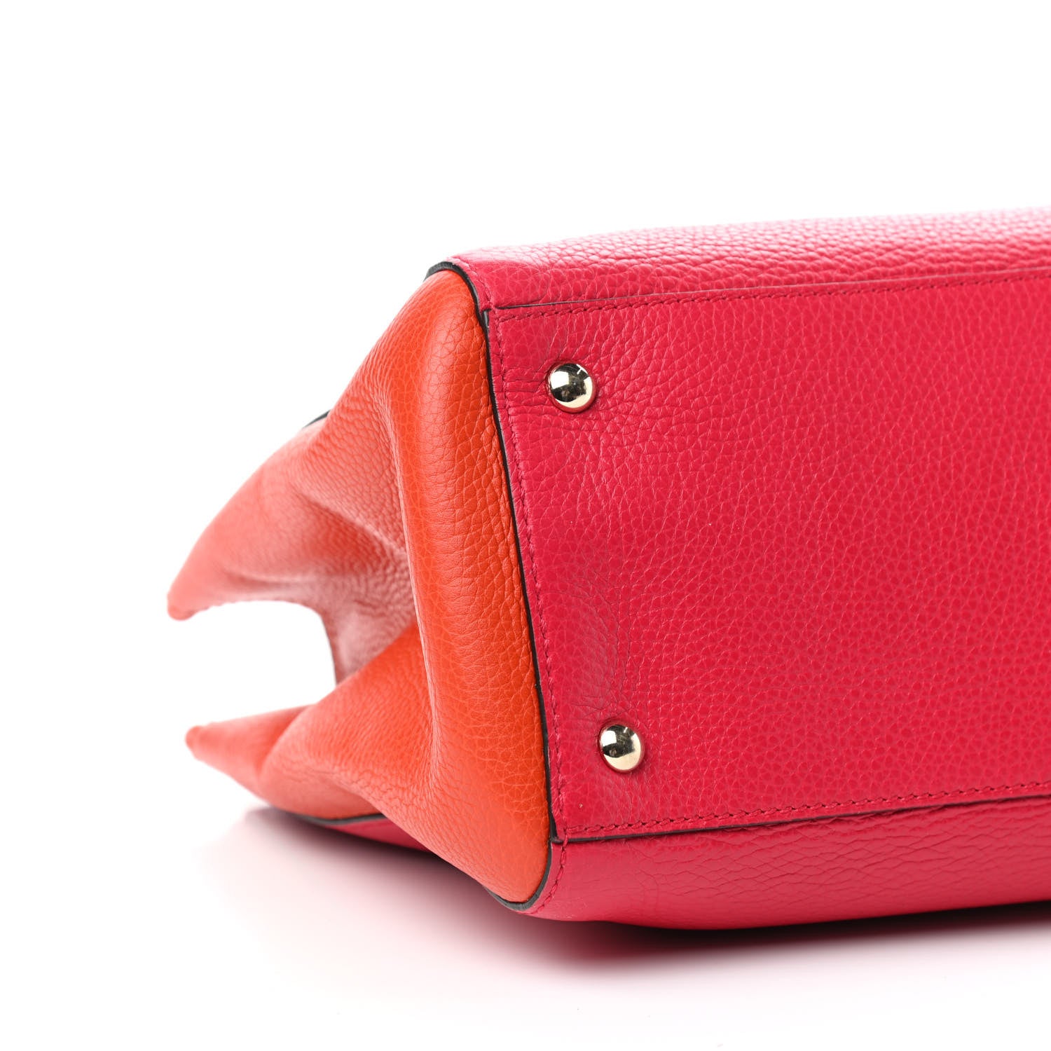 Gucci Pebbled Calfskin Bi-Color Medium Bamboo Shopper Tote Fuchsia Orange 8 of 10